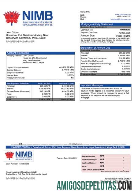 realista Modelo Word e PDF de declaração de hipoteca do Nepal Investment Mega Bank (NIMB)